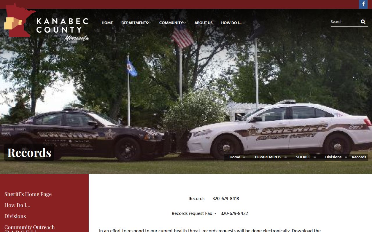 Kanabec County release records contacts and request paths
